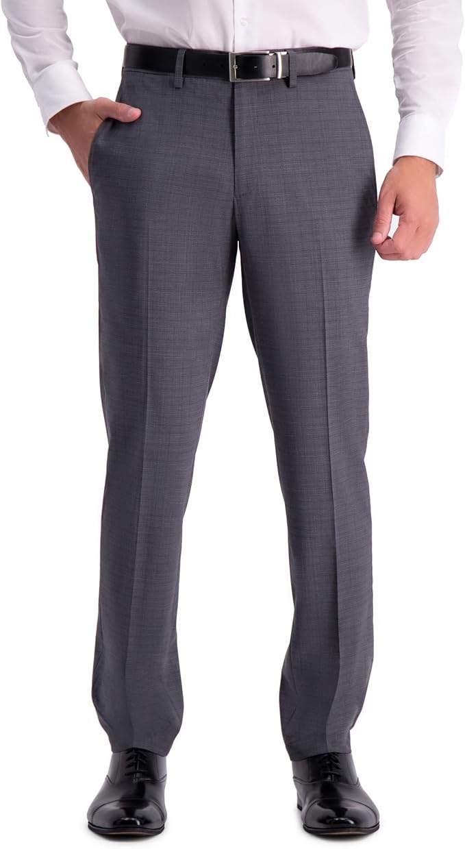 haggar 男式细微格子弹力修身西装独立裤